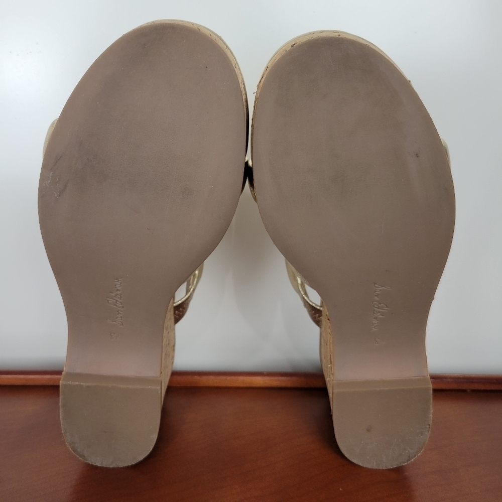 Sam Edelman Women's Yuki Em Gold Platform Wedge Shoes Size 8.5 - Picture 9 of 10